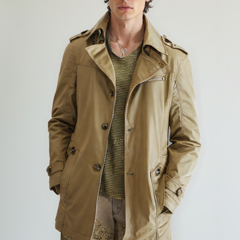 Mens Medium Length Trench Coat