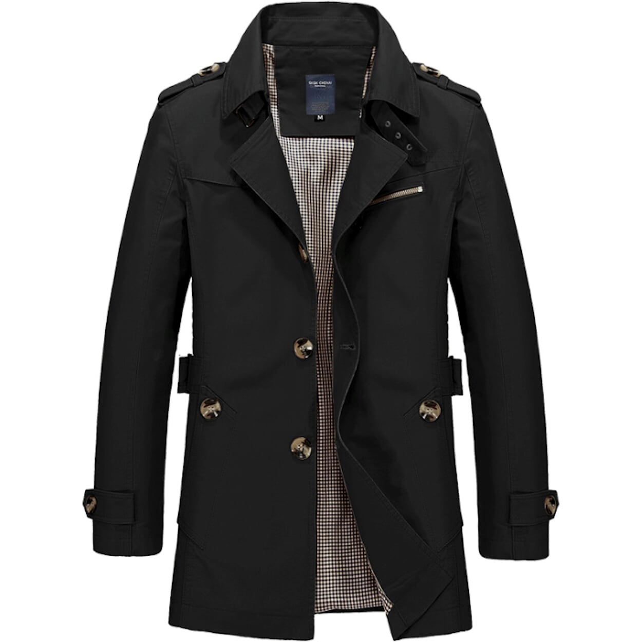 Mens Medium Length Trench Coat - AmtifyDirect