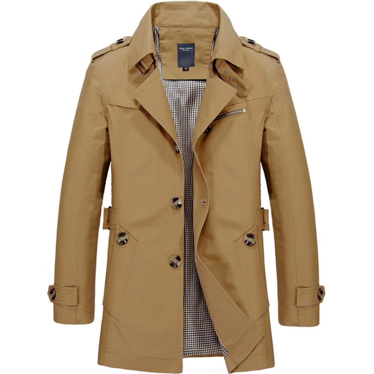 Mens Medium Length Trench Coat - AmtifyDirect