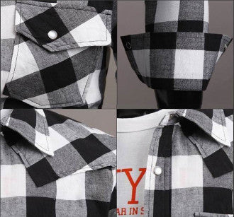 Mens Long Sleeve Button Down Plaid Shirt - AmtifyDirect