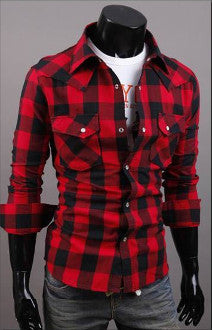 Mens Long Sleeve Button Down Plaid Shirt - AmtifyDirect