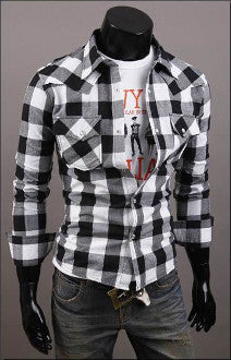 Mens Long Sleeve Button Down Plaid Shirt - AmtifyDirect