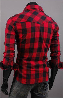 Mens Long Sleeve Button Down Plaid Shirt - AmtifyDirect