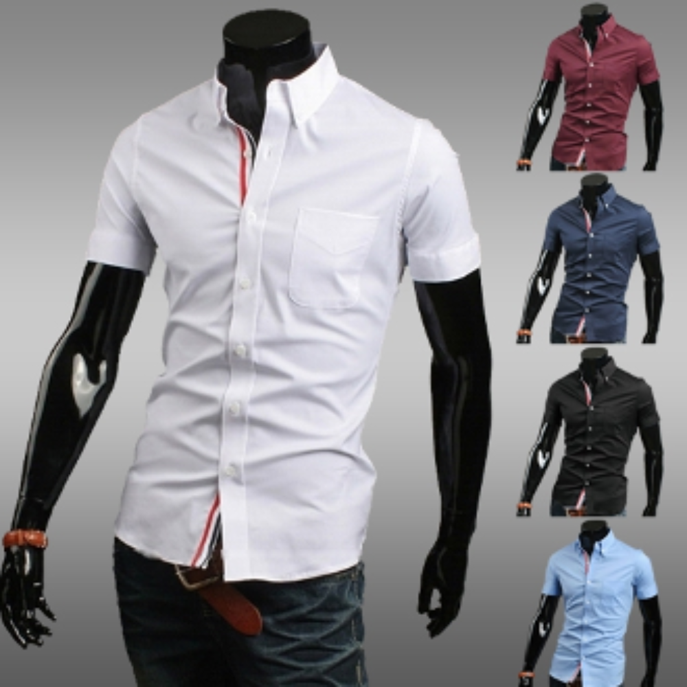 Men's Short Sleeve Ribbon Shirt