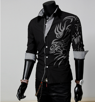 Mens Button Down Shirt with Print - AmtifyDirect