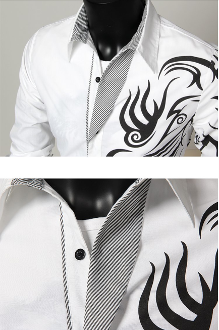 Mens Button Down Shirt with Print - AmtifyDirect