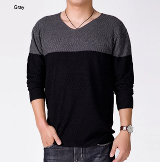 Mens V-Neck Sweater in Two Tone
