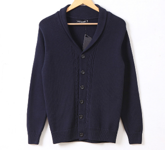 Mens Cable Knit Cardigan with Shawl Collar - AmtifyDirect