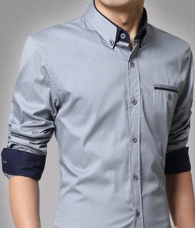 Mens Faux Double Collar Shirt - AmtifyDirect