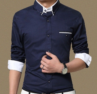 Mens Faux Double Collar Shirt - AmtifyDirect