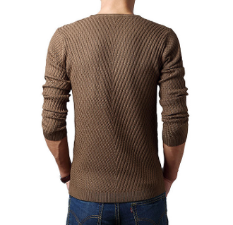 Mens V-Neck Knit Top with Button Details