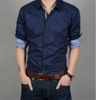 Mens Polka Dot Shirt with Floral Details - AmtifyDirect