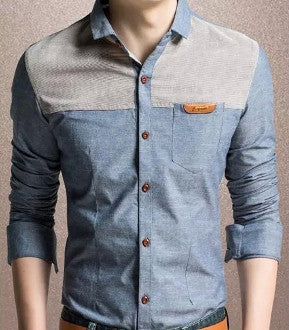 Mens Long Sleeve Denim Shirt - AmtifyDirect