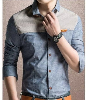 Mens Long Sleeve Denim Shirt - AmtifyDirect