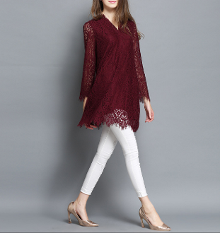 Womens V Neck Lace Top