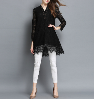 Womens V Neck Lace Top