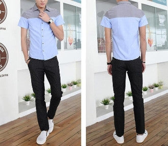 Mens Two Tone Short Sleeve Shirt