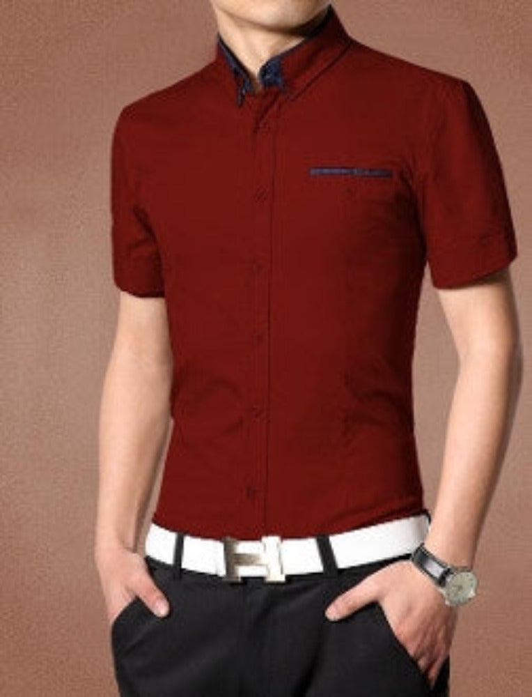 Mens Short Sleeve Shirt With Polka Dot Details