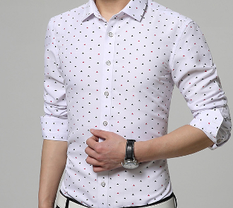 Mens Triangle Print Button Down Shirt