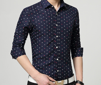 Mens Triangle Print Button Down Shirt