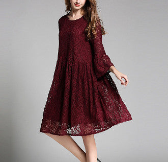 Womens Long Sleeve Lace Dress