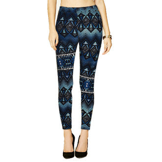 Womens Blue Pattern Leggings