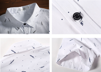 Mens Short Sleeve Shirt with Feather Print