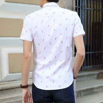 Mens Short Sleeve Shirt with Feather Print