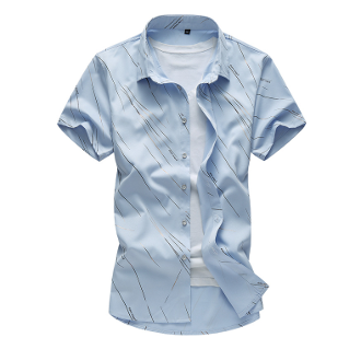 Mens Short Sleeve Shirt with Line Designs