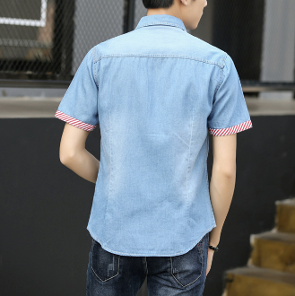 Mens Denim Shirt with Stripe Design - AmtifyDirect