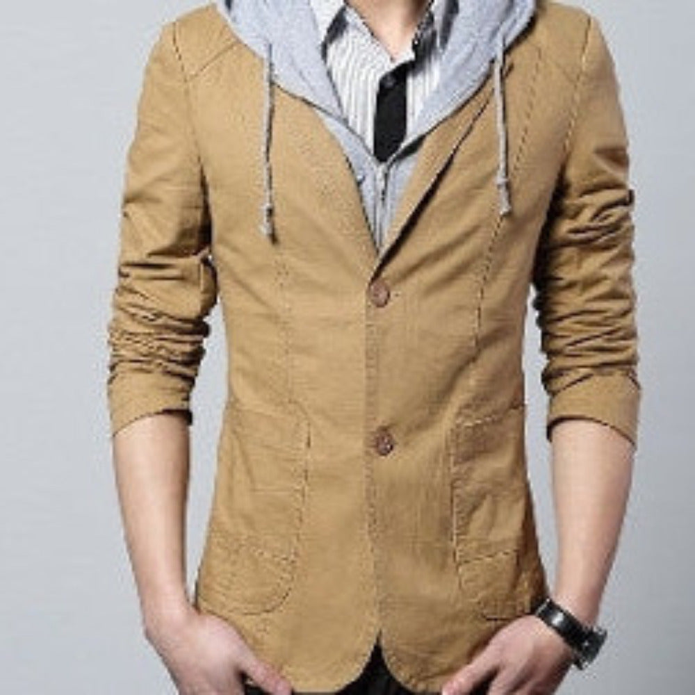 Casual Blazer with Removable Hood - AmtifyDirect