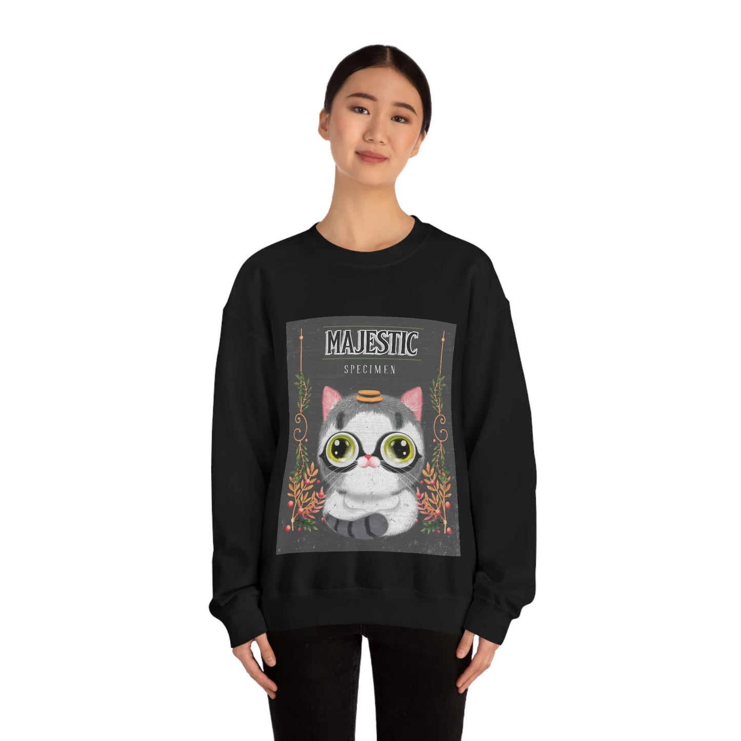 Womens Cat Theme Graphic Sweatshirt