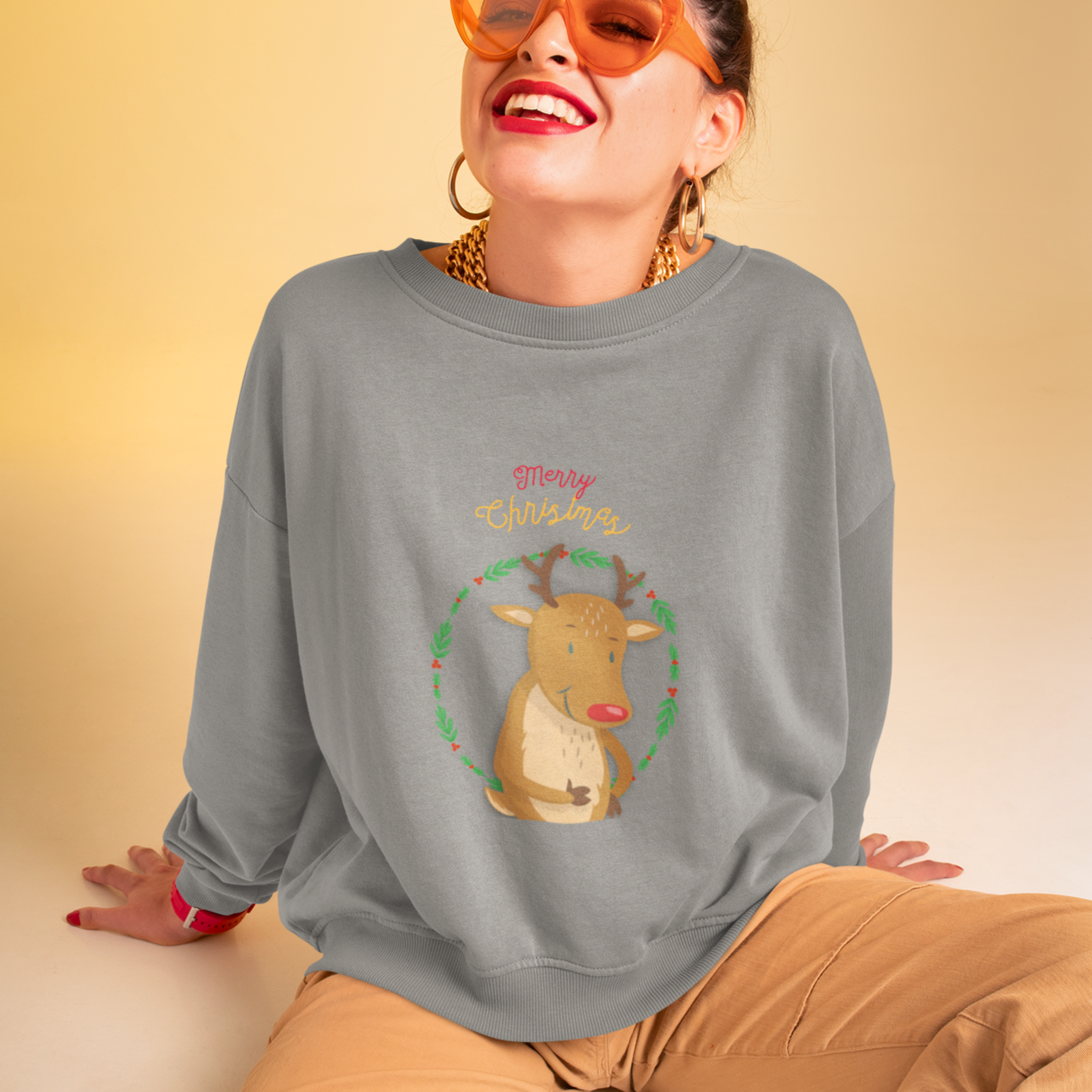 Womens Reindeer Crewneck Sweatshirt