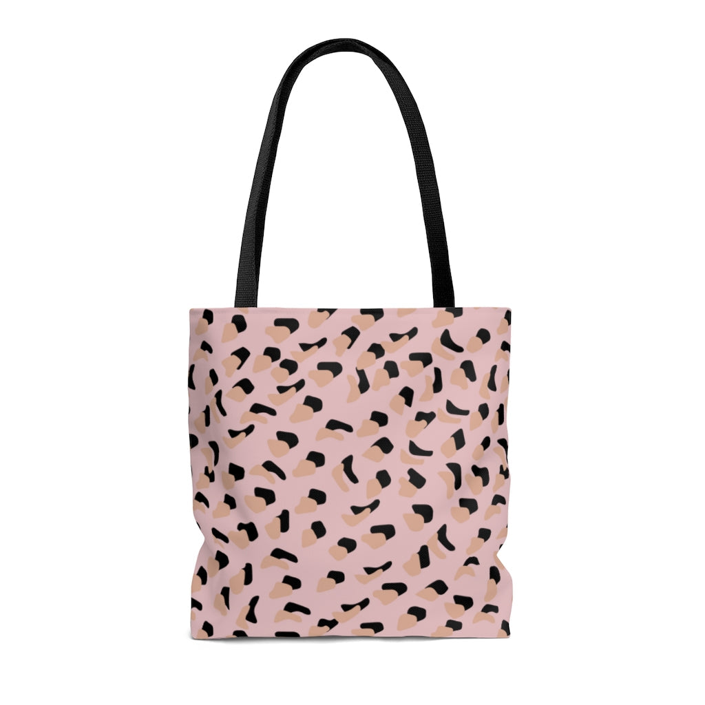 Pink Leopard Print Beach & Shopping Tote Bag