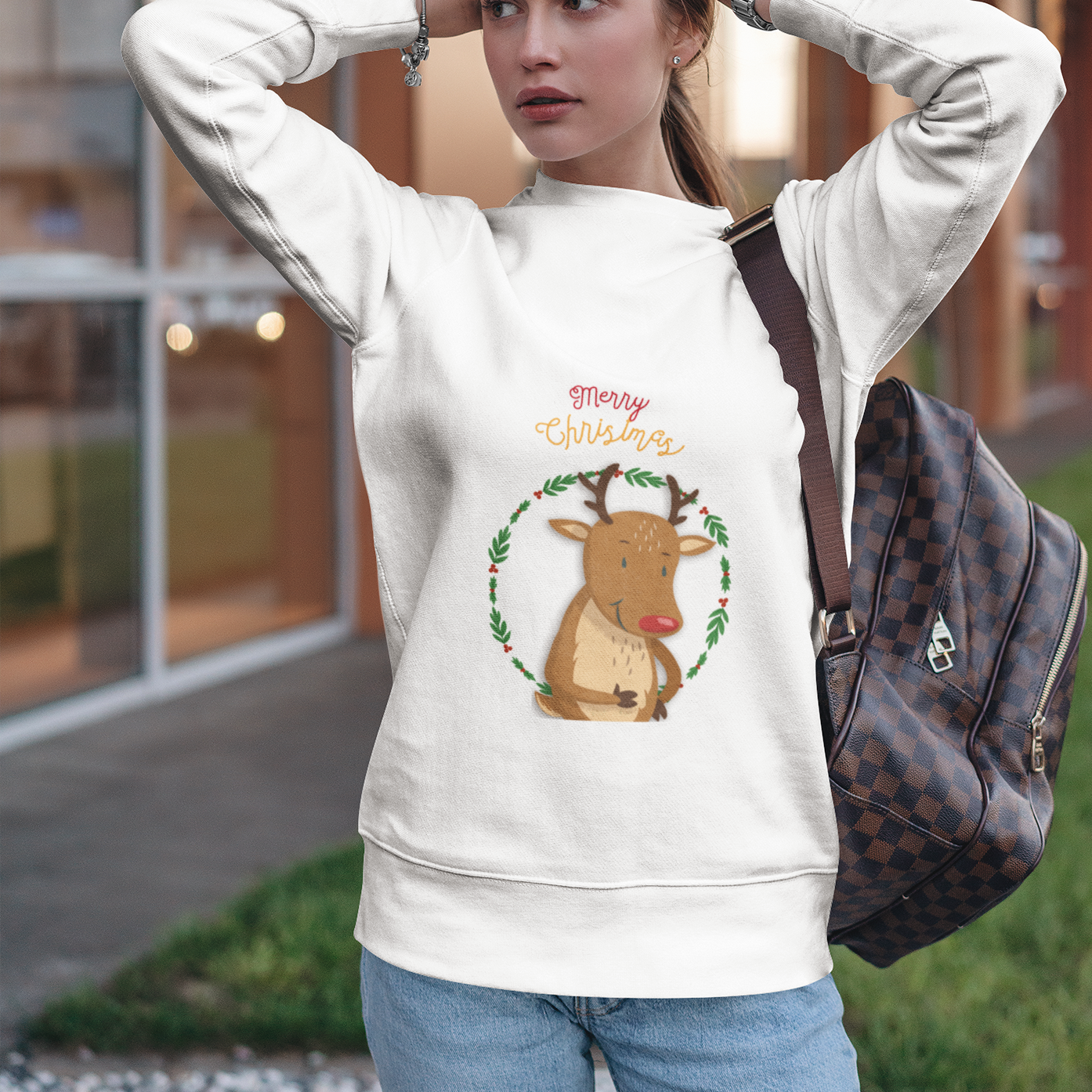 Womens Reindeer Crewneck Sweatshirt