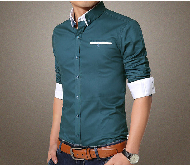 Mens Faux Double Collar Shirt - AmtifyDirect