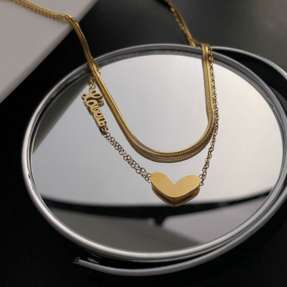 Heart Pendant Layered look Necklace