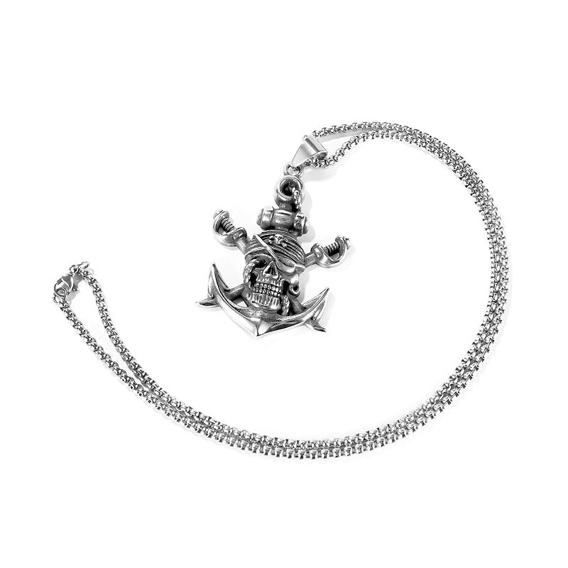 Pirate Anchor With Double Swords Necklace