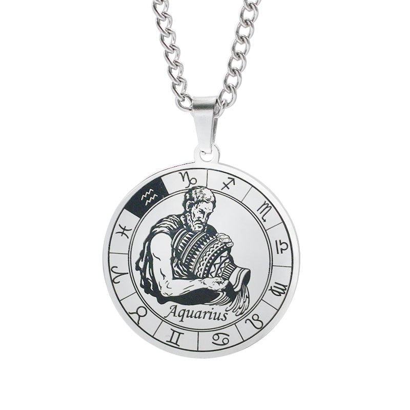 Horoscope Round Pendant Necklace