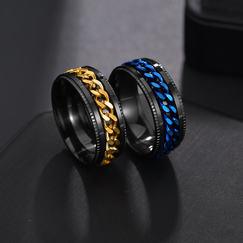 Men's stainless steel hot sale rotatable ring