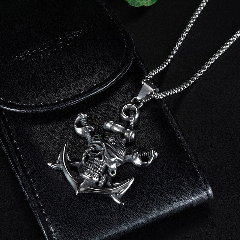 Pirate Anchor With Double Swords Necklace