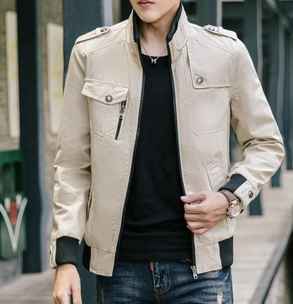 Mens Military Style Jacket with Faux Fur Lining