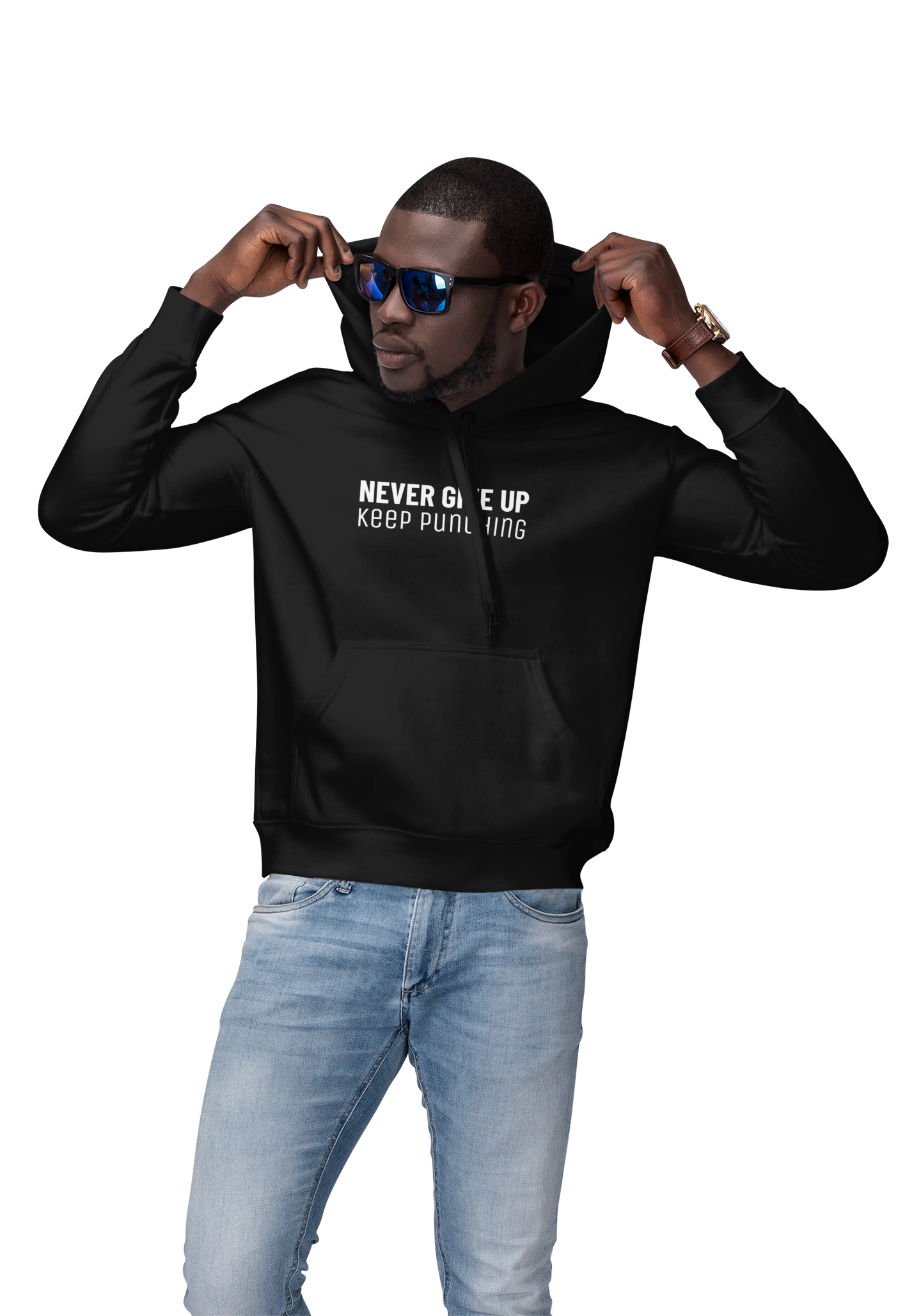 Mens Encouragement Never Give Up Hoodie