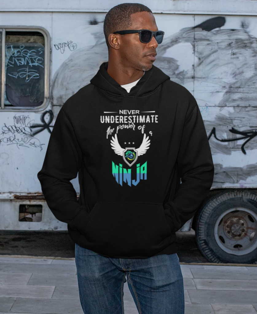 Mens black polyester/cotton pullover hoodie - AmtifyDirect