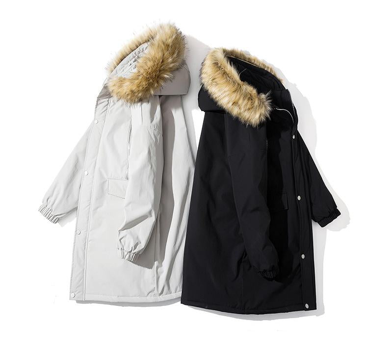 Mens Top Coat with Faux Fur Hood