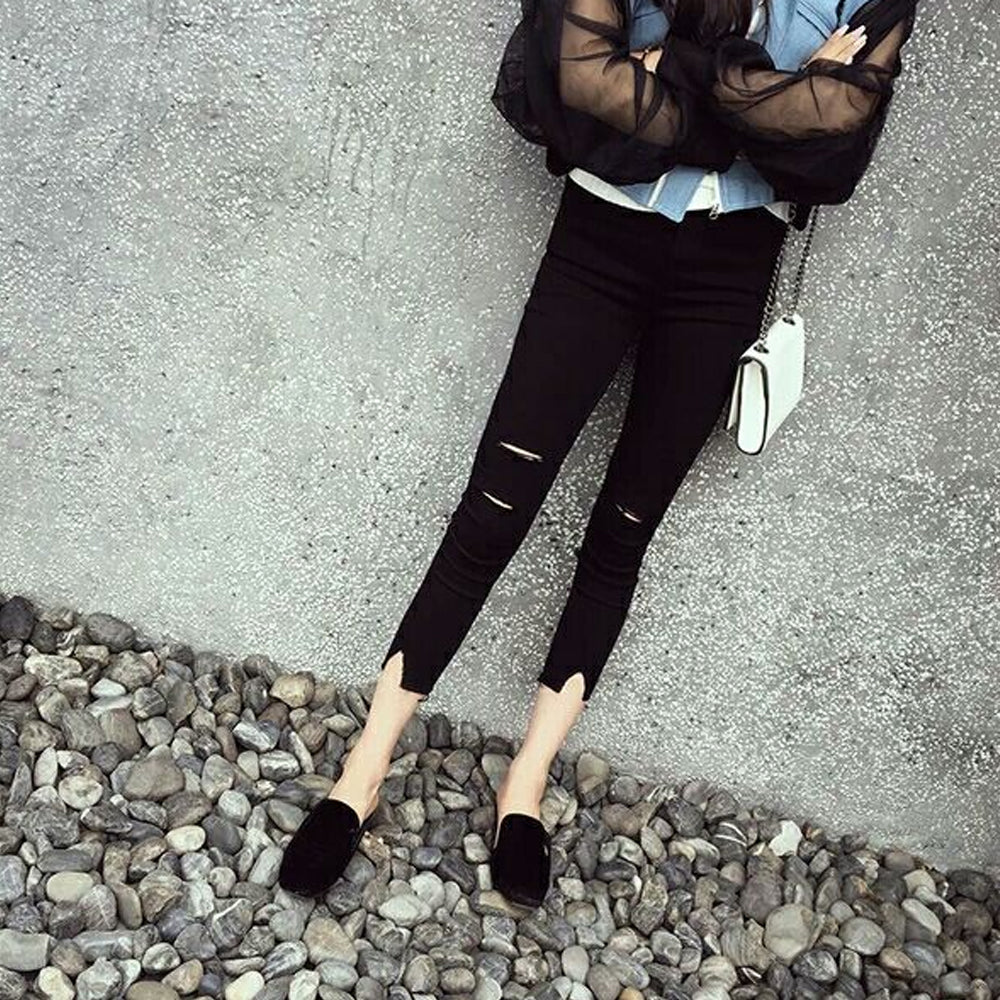 Ripped Leggings with Front Details