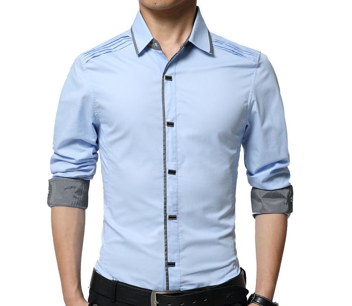 Mens Button Down Shirt with Shoulder Details - AmtifyDirect