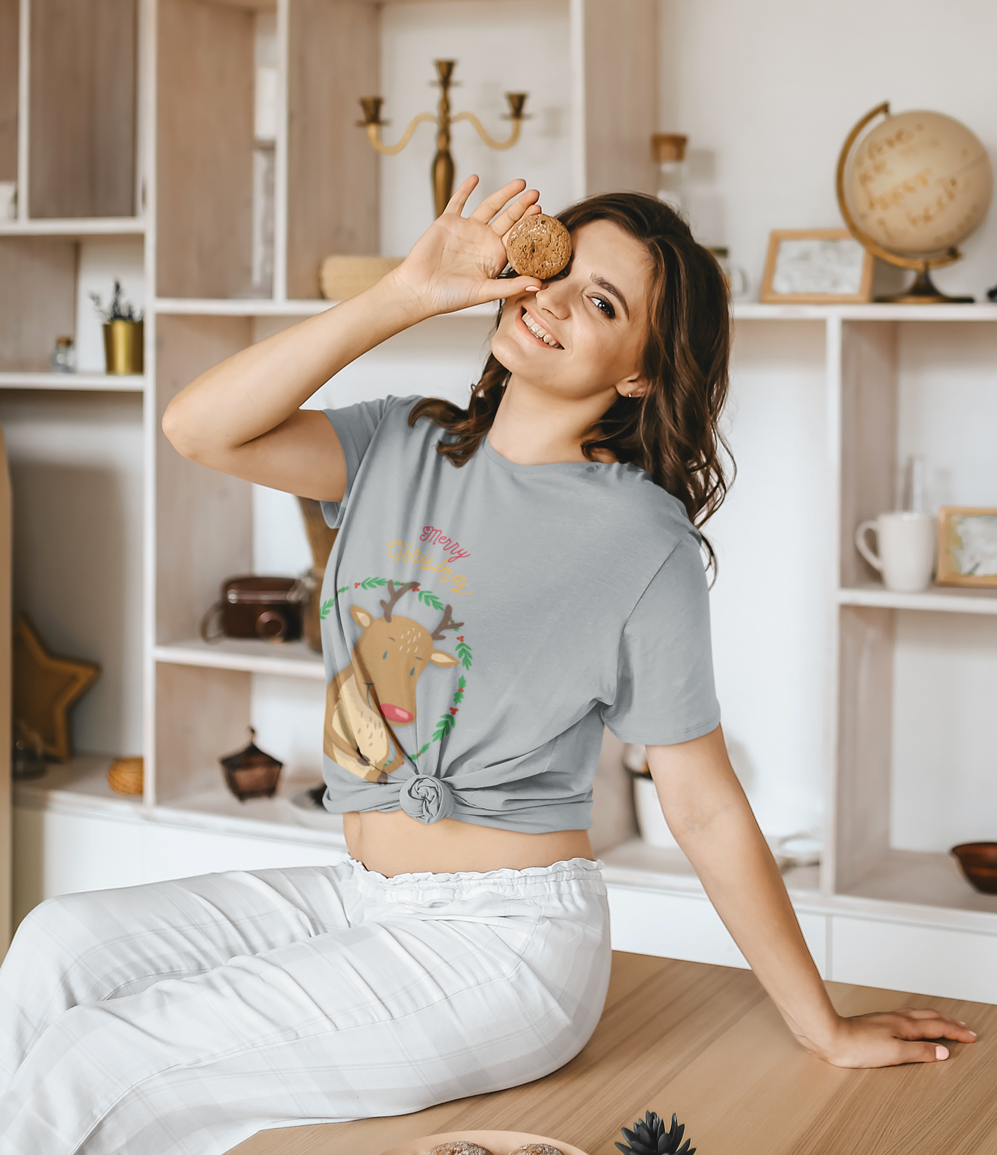 Holiday Reindeer Short Sleeve Tee Shirt