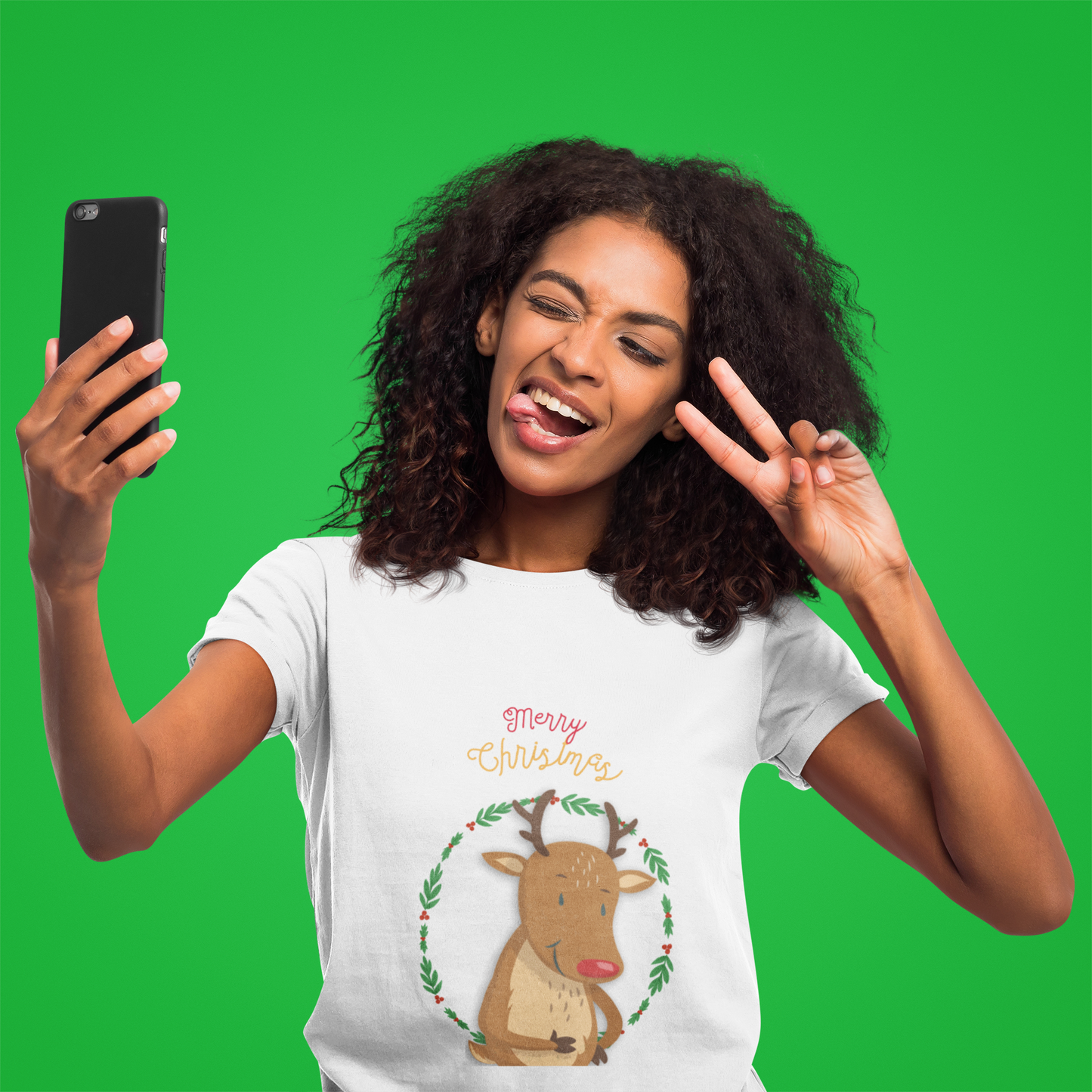 Holiday Reindeer Short Sleeve Tee Shirt