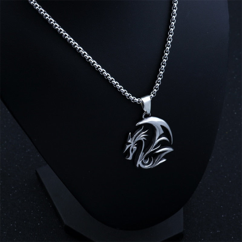 Round Dragon Pendant Necklace